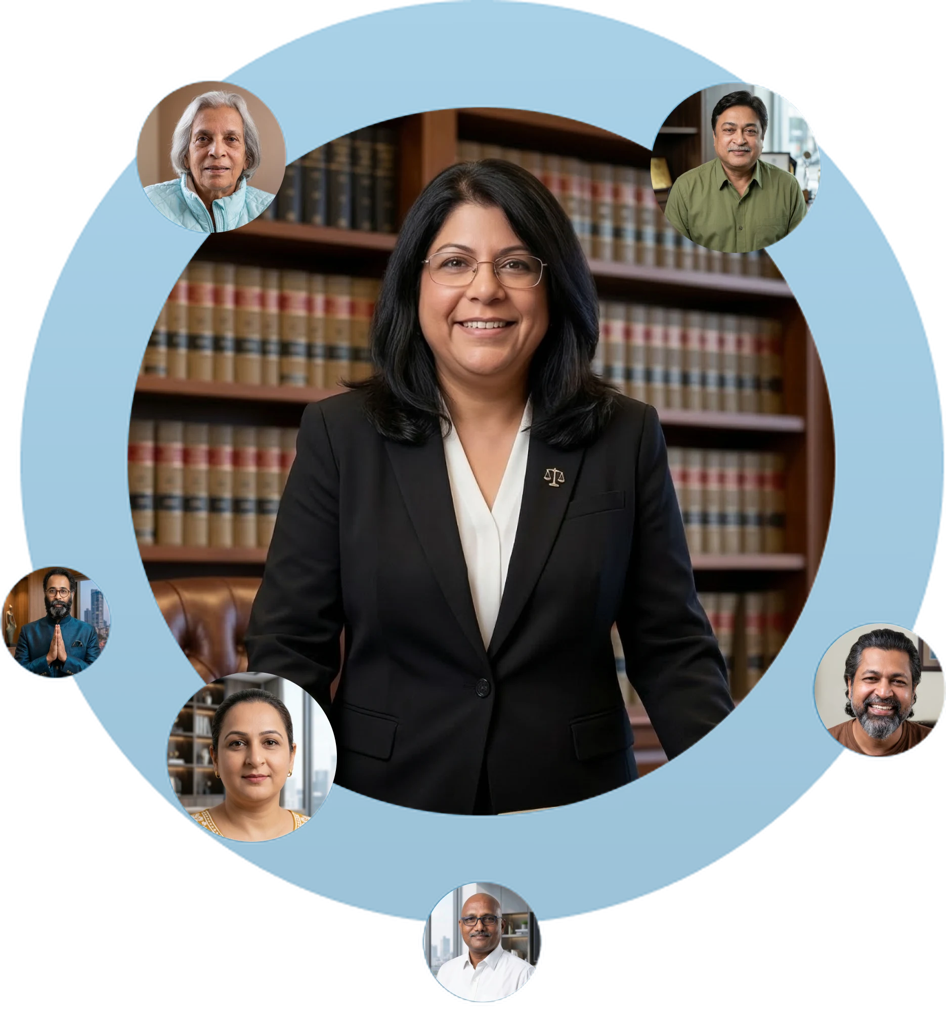 Business woman with team photo cluster