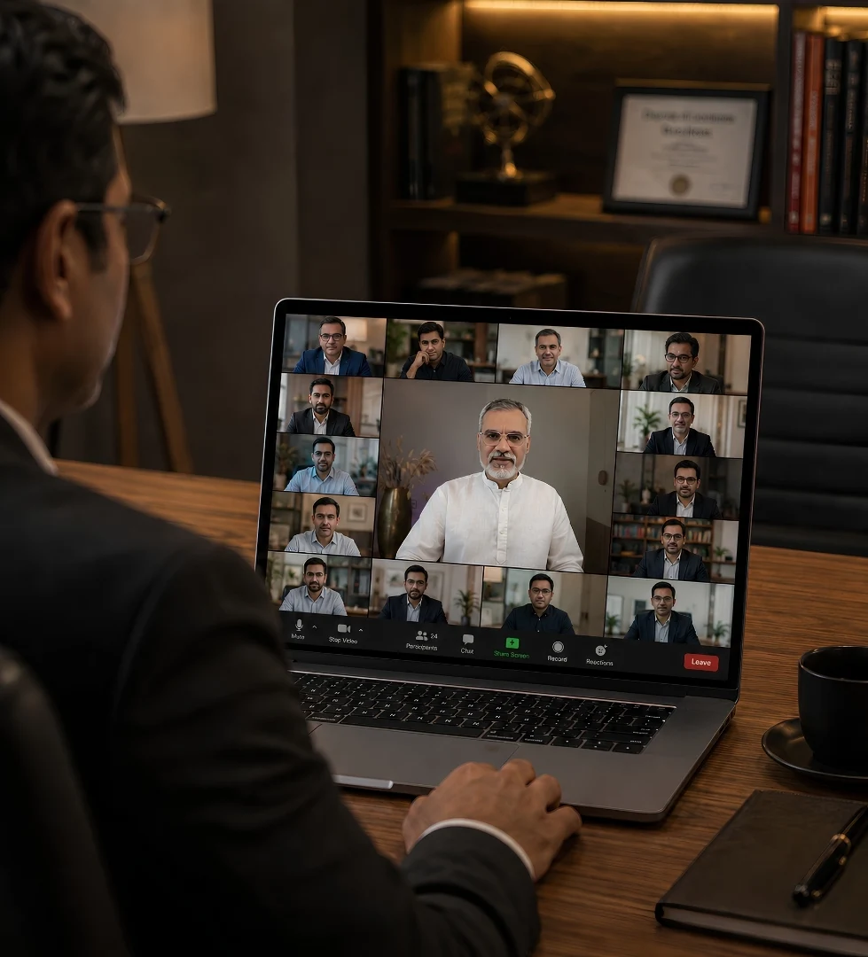 Group video call workshop with Vibhushri