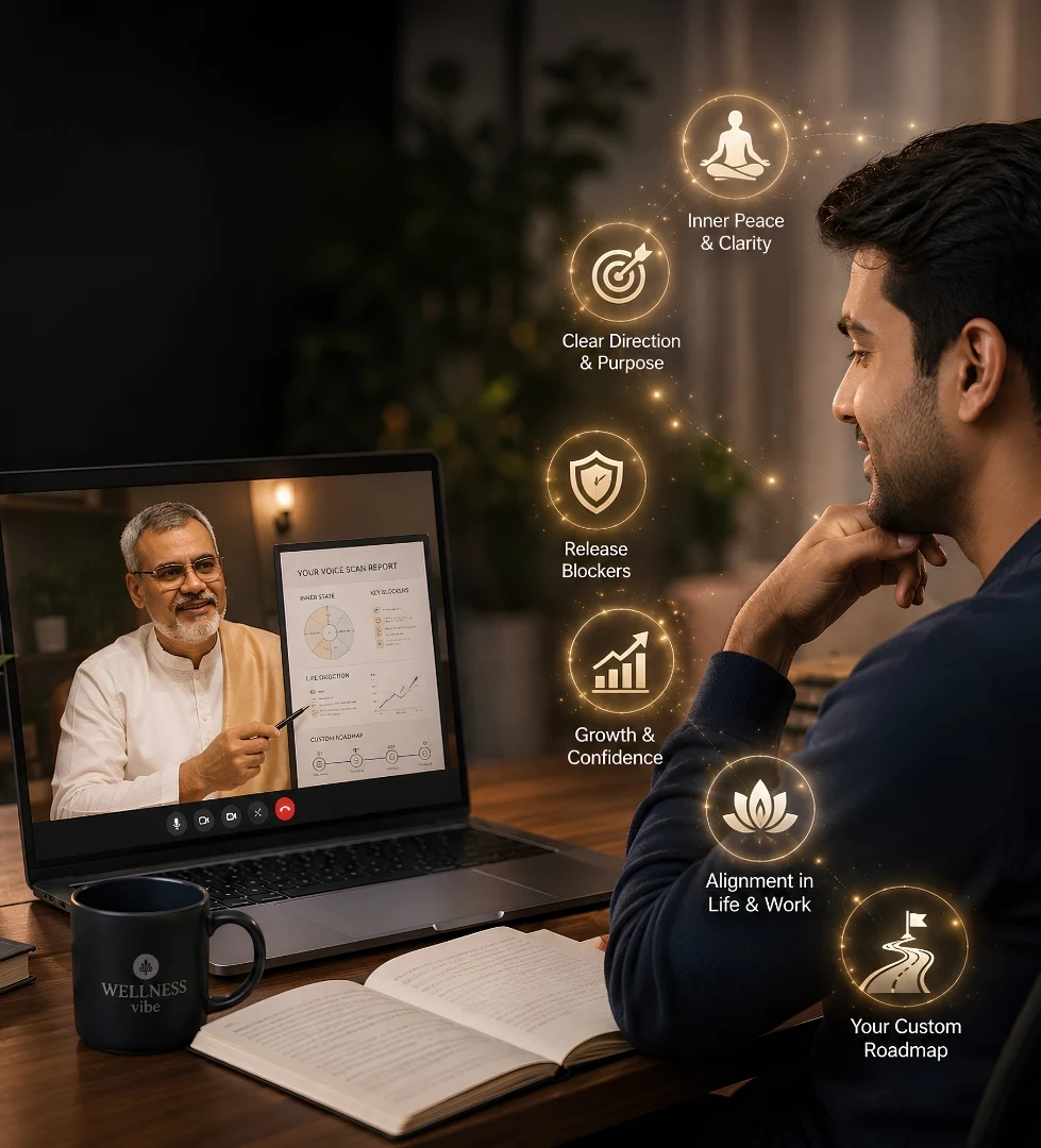Laptop video call showing voice scan report